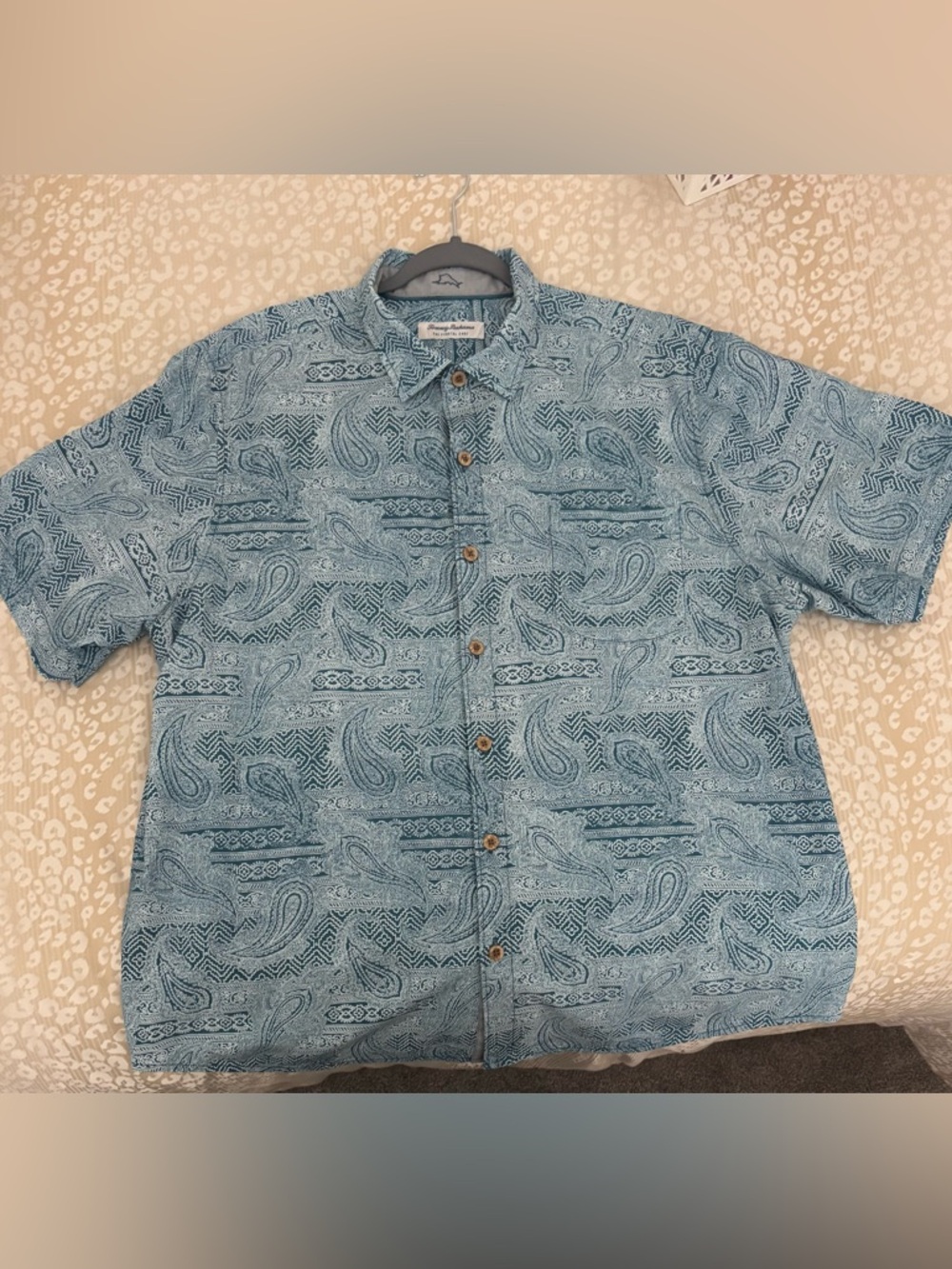New without tag. Tommy Bahama Tell Light Blue Paisley Button-Down Shirt